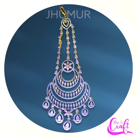 JHUMUR/ PASA INDIAN BOLLYWOOD AD CZ STONE PREMIUM QUALITY AMERICAN DIAMOND PASA - Picture 3 of 4